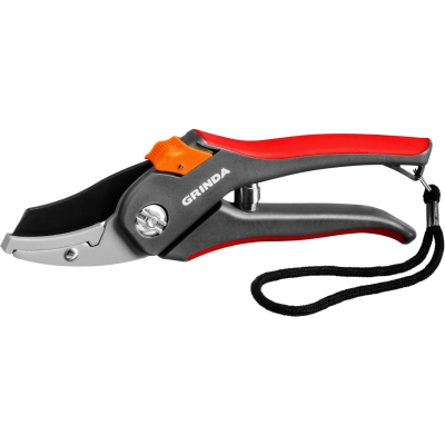 GRINDA G-28, 205 мм, углеродистая сталь, закаленные лезвия, тефлоновое покрытие, двухкомпонентные рукоятки, контактный секатор (8-423203)