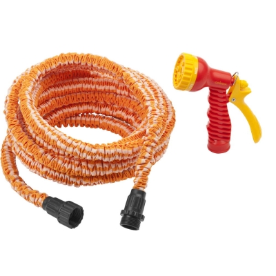 GRINDA PS-15, удлиняющийся шланг 5 - 15 м, пистолет поливочный, коннекторы, поливочный набор (428496-15)