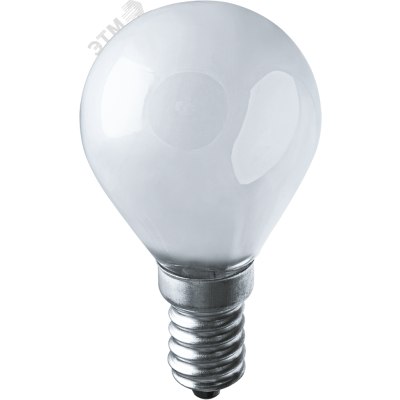 Лампа накаливания декоративная ДШ 40вт Р45 230в Е14 матовая (шар) 17651
