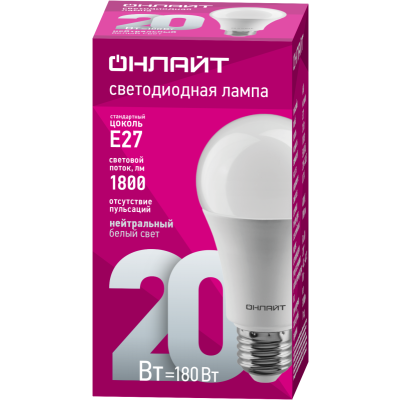 Лампа светодиодная 61 158 OLL-A60-20-230-4K-E27 20Вт грушевидная 61158