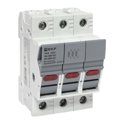 Предохранитель-разъединитель DF 10х38 3Р (тип ПВЦ) EKF df103-e