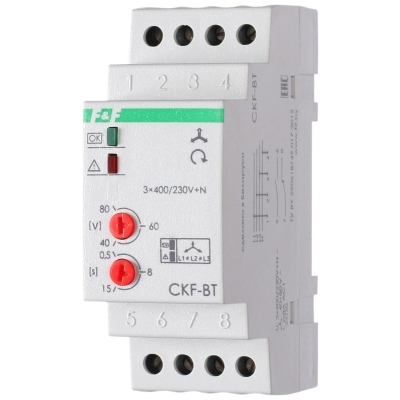Реле контроля наличия и чередования фаз CKF-BT (монтаж на DIN-рейке 35мм^ микропроцессорный^ регулировка по EA04.002.004