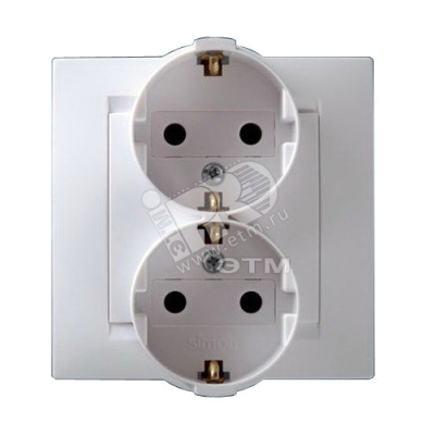Розетка 2-м СП Simon15 16А IP20 250В с заземл. винт. клеммы бел. 1590459-030