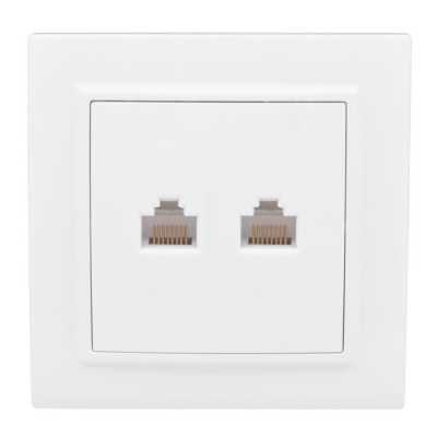 Розетка компьютерная + телефонная 2-м СП Минск RJ45 + Phone бел. Basic ERK00-135-10