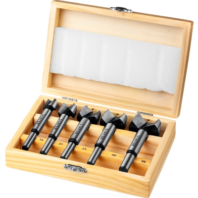 STAYER Forstner, 5 шт: 15-20-25-30-35 мм, набор сверл Форстнера по дереву, ДСП (29985-H5)