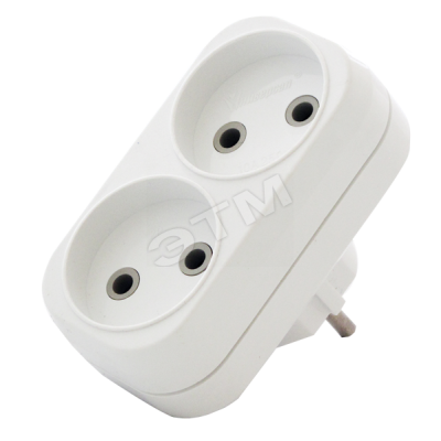 Тройник на 2 розетки без заземления 6А А202