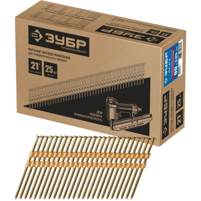 ЗУБР SN21 90 х 3.05 мм, реечные гвозди рифленые оцинкованные, 2000 шт (305393-90)